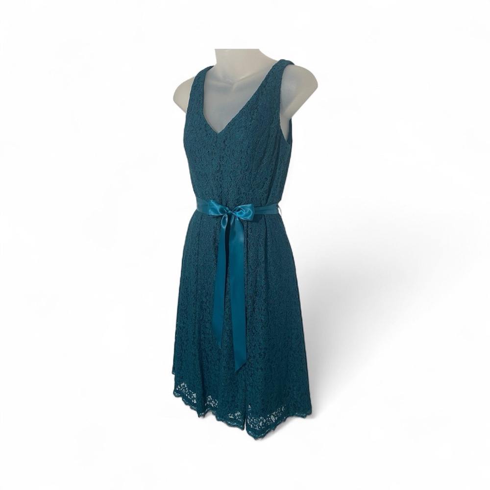 Adrianna Papell Teal Lace Midi Dress
